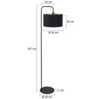 Vloerlamp Stang 4775ZW, zwarte vloerlamp met fijn linnen kap