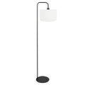 Vloerlamp Stang 4778ZW zwart met grof wit linnen kap