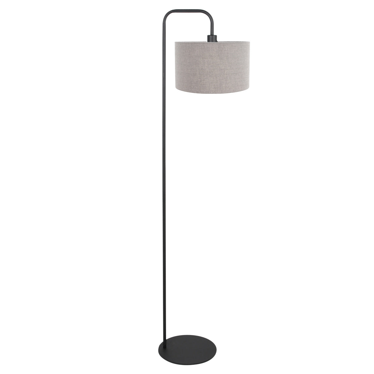 Vloerlamp Stang 4779ZW zwart met grof grijs linnen kap