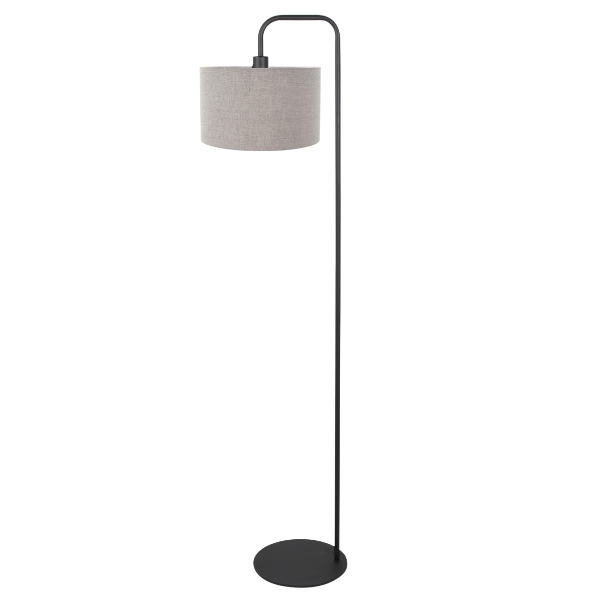 Vloerlamp Stang 4779ZW zwart met grof grijs linnen kap