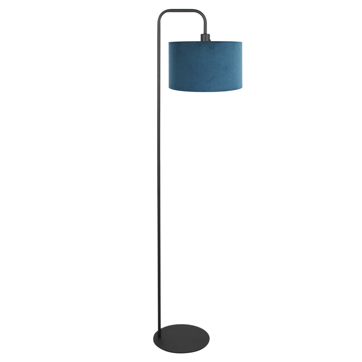 Vloerlamp Stang 4781ZW zwart met blauwe velours kap