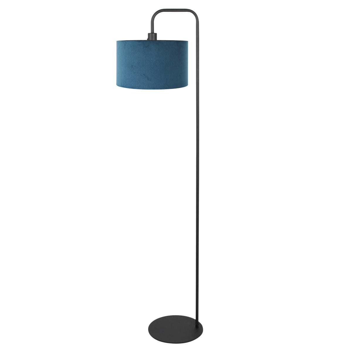 Vloerlamp Stang 4781ZW zwart met blauwe velours kap