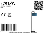 Vloerlamp Stang 4781ZW zwart met blauwe velours kap