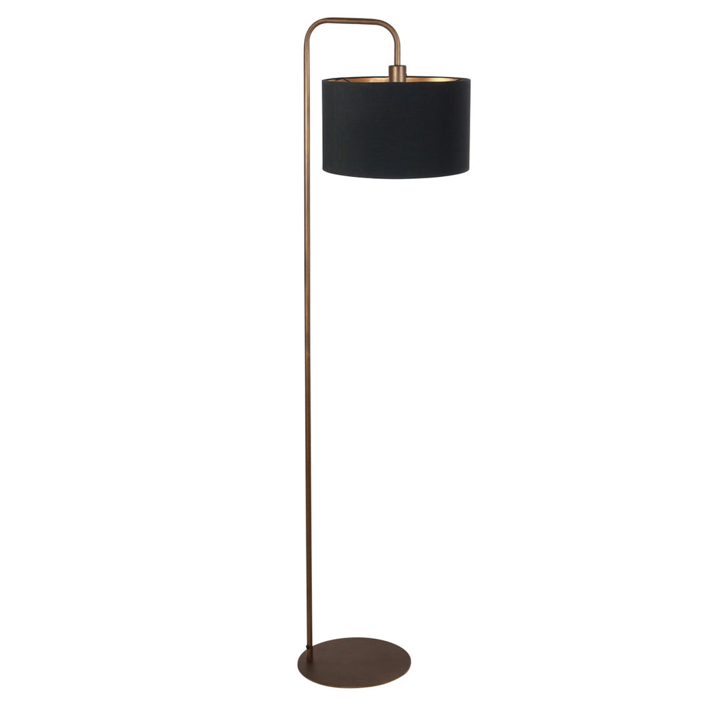 Vloerlamp Stang 4784BR, bronskleurige vloerlamp met fijn linnen kap