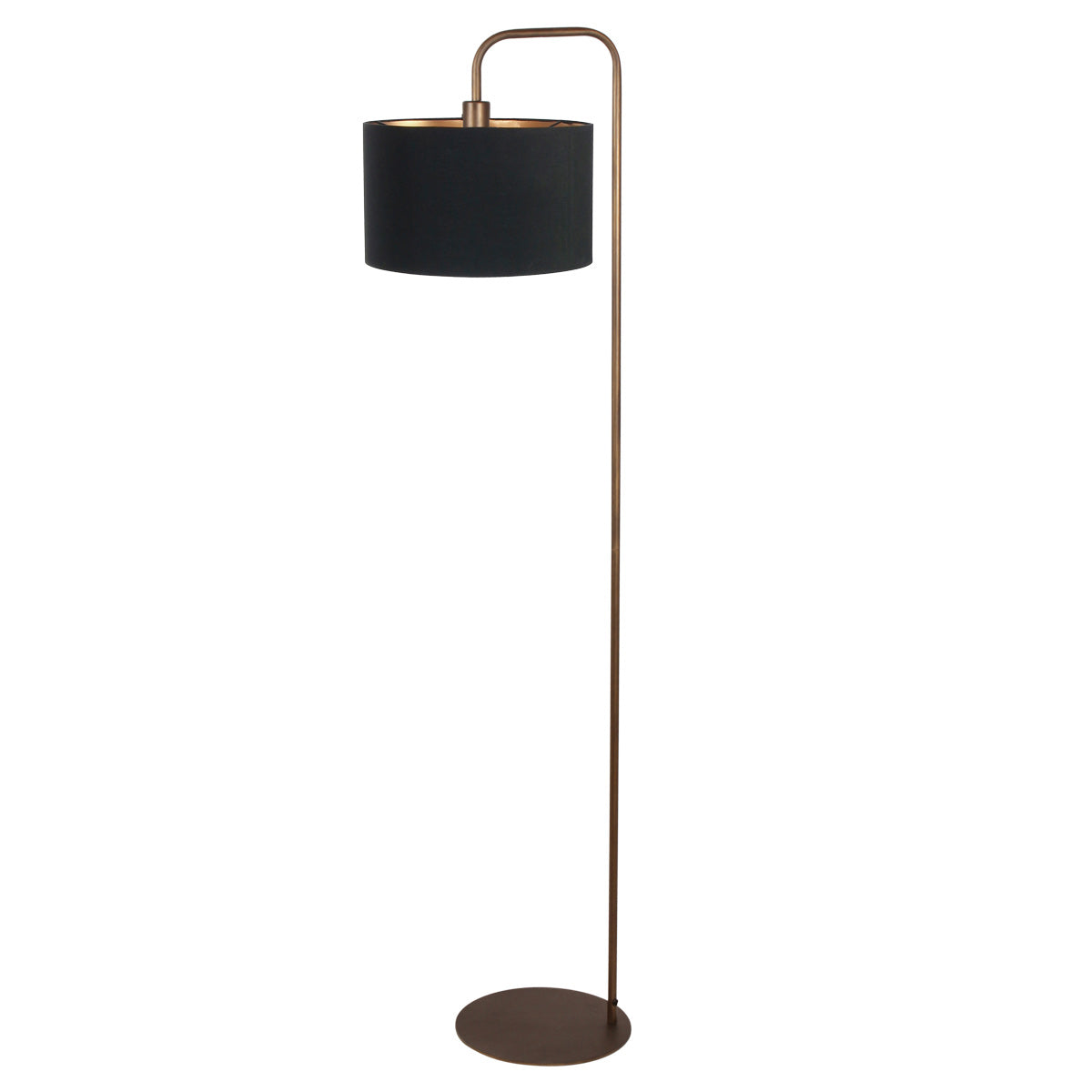 Vloerlamp Stang 4784BR, bronskleurige vloerlamp met fijn linnen kap