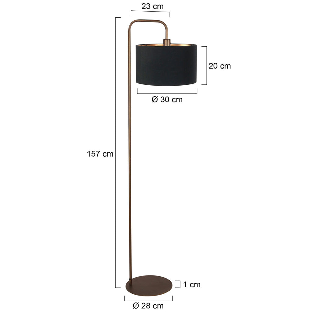 Vloerlamp Stang 4784BR, bronskleurige vloerlamp met fijn linnen kap