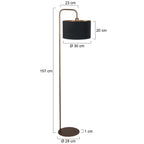 Vloerlamp Stang 4784BR, bronskleurige vloerlamp met fijn linnen kap