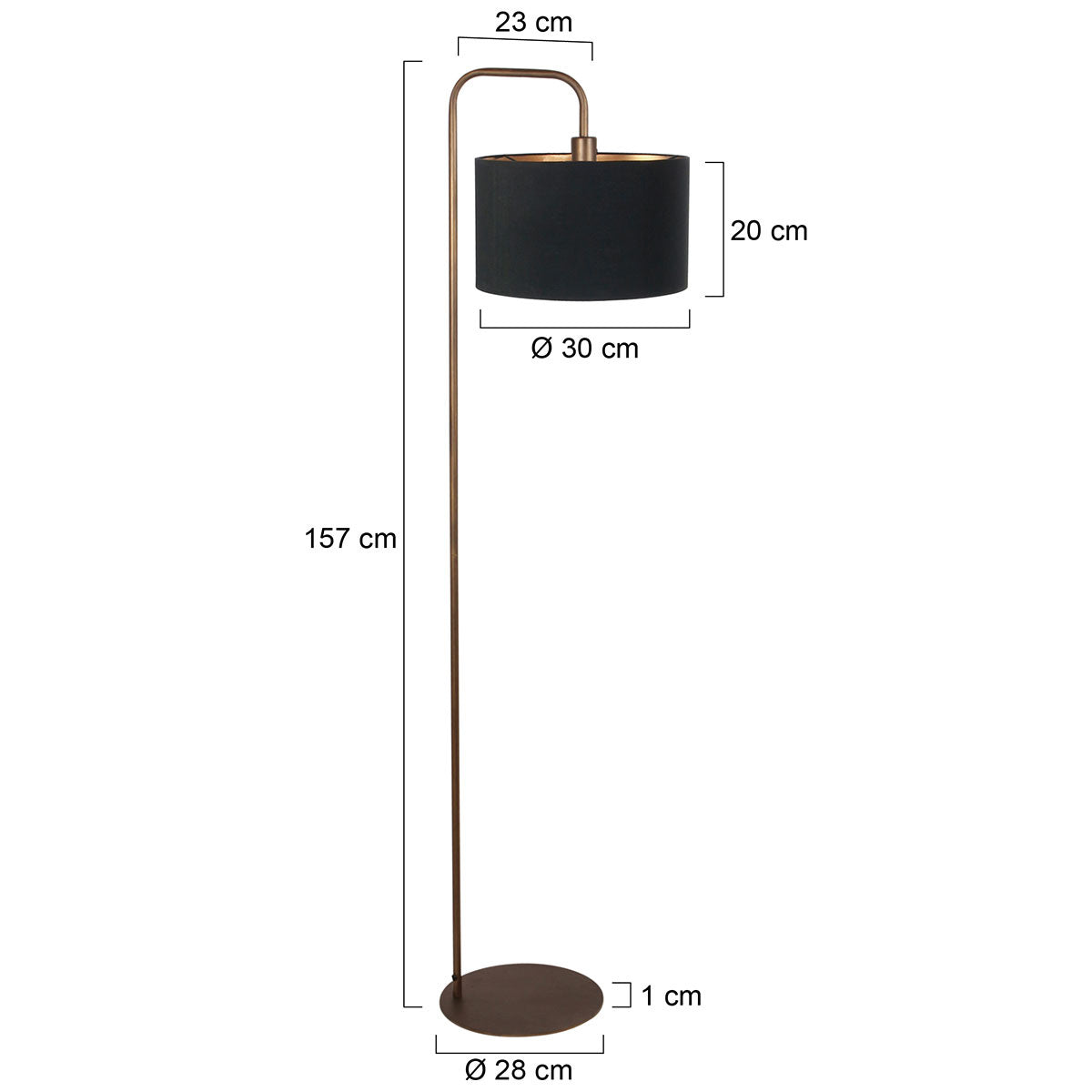 Vloerlamp Stang 4784BR, bronskleurige vloerlamp met fijn linnen kap