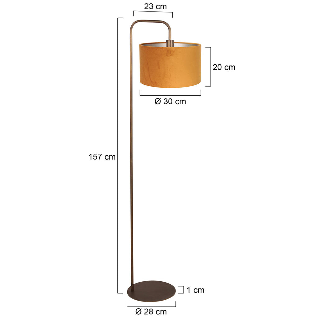Vloerlamp Stang 4785BR bronskleurig met goud/geel velours kap