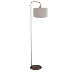 Vloerlamp Stang 4787BR bronskleurig met grof grijs linnen kap