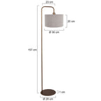 Vloerlamp Stang 4787BR bronskleurig met grof grijs linnen kap