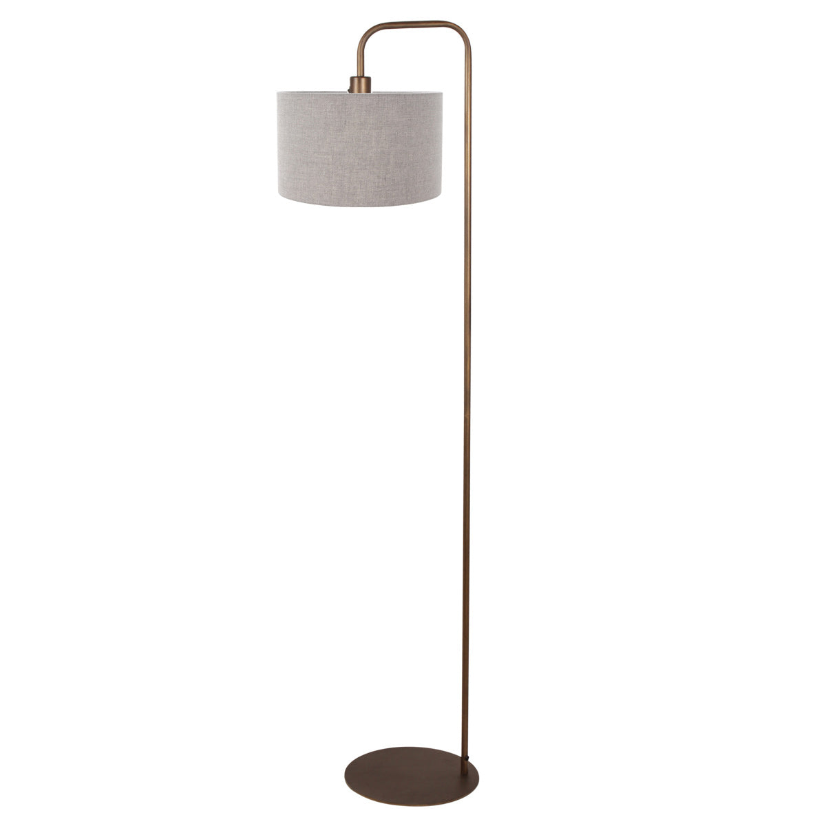 Vloerlamp Stang 4787BR bronskleurig met grof grijs linnen kap