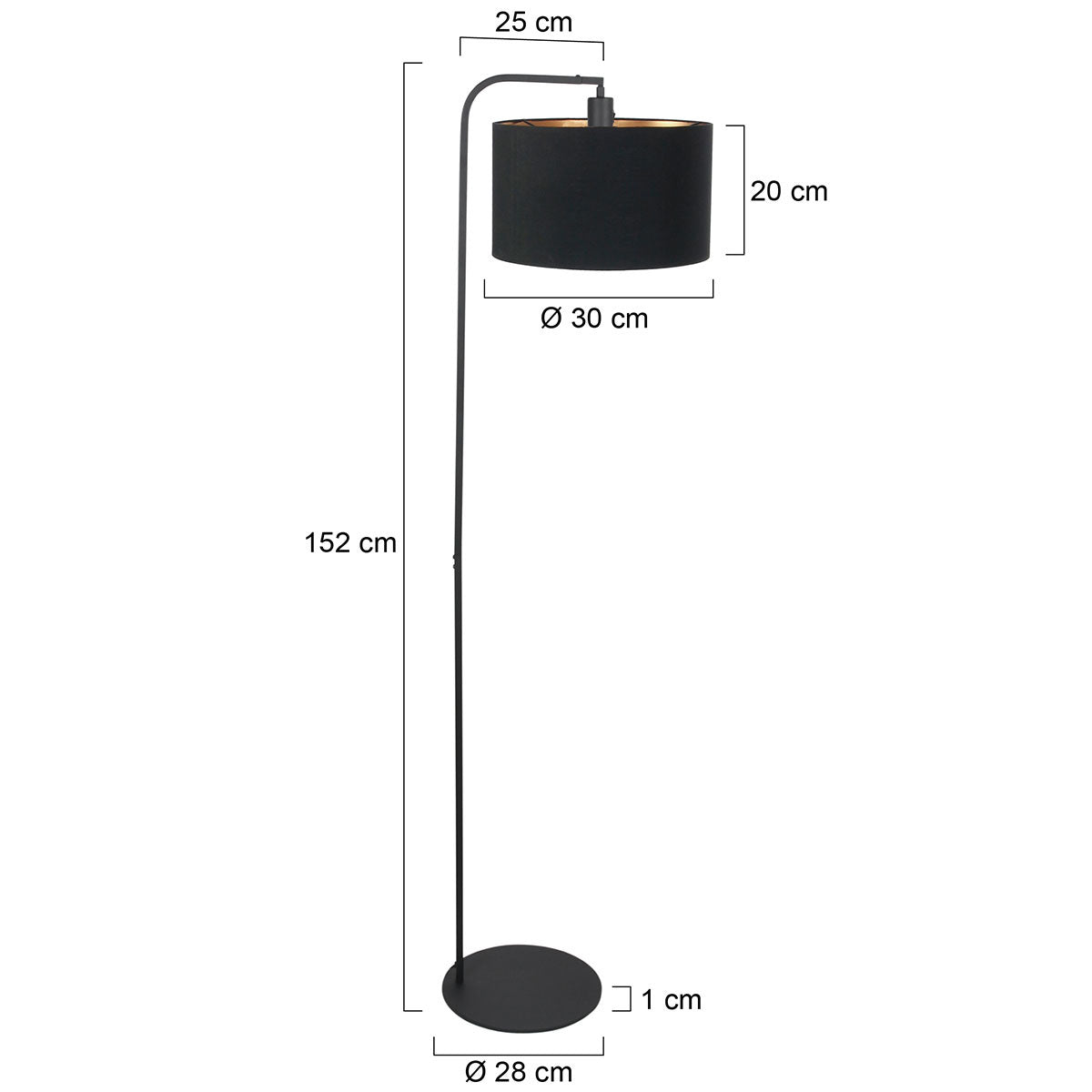 Vloerlamp Stang 4791ZW met zwart linnen kap