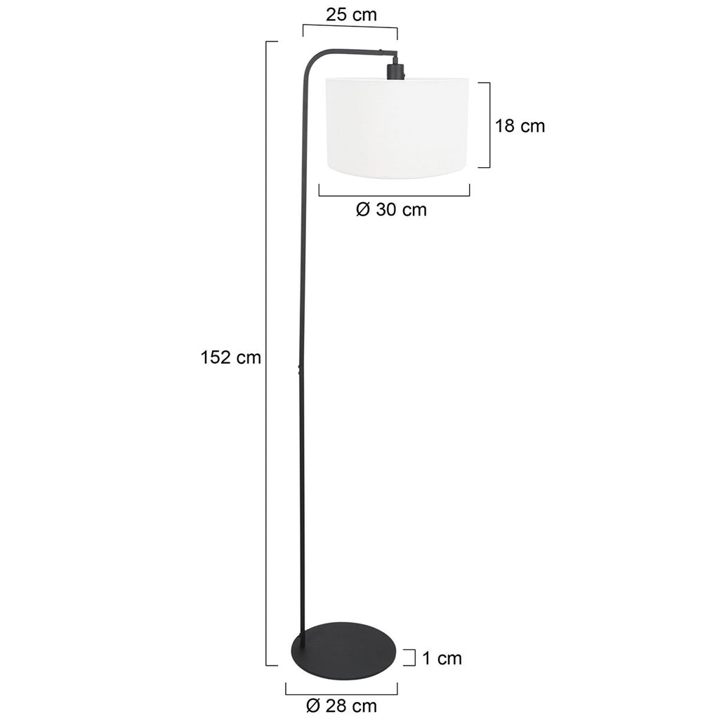 Vloerlamp Stang 4794ZW met grof wit linnen kap