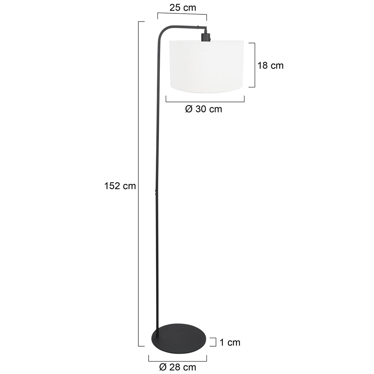 Vloerlamp Stang 4794ZW met grof wit linnen kap