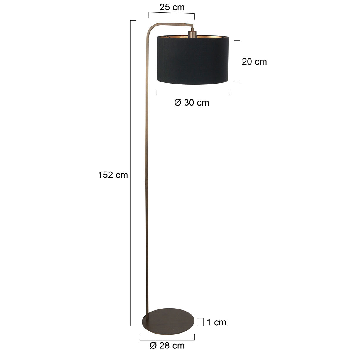 Vloerlamp Stang 4800BR met zwart linnen kap