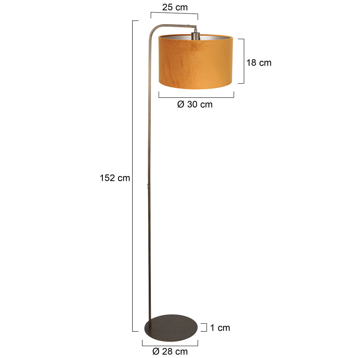 Vloerlamp Stang 4801BR met gouden velours kap