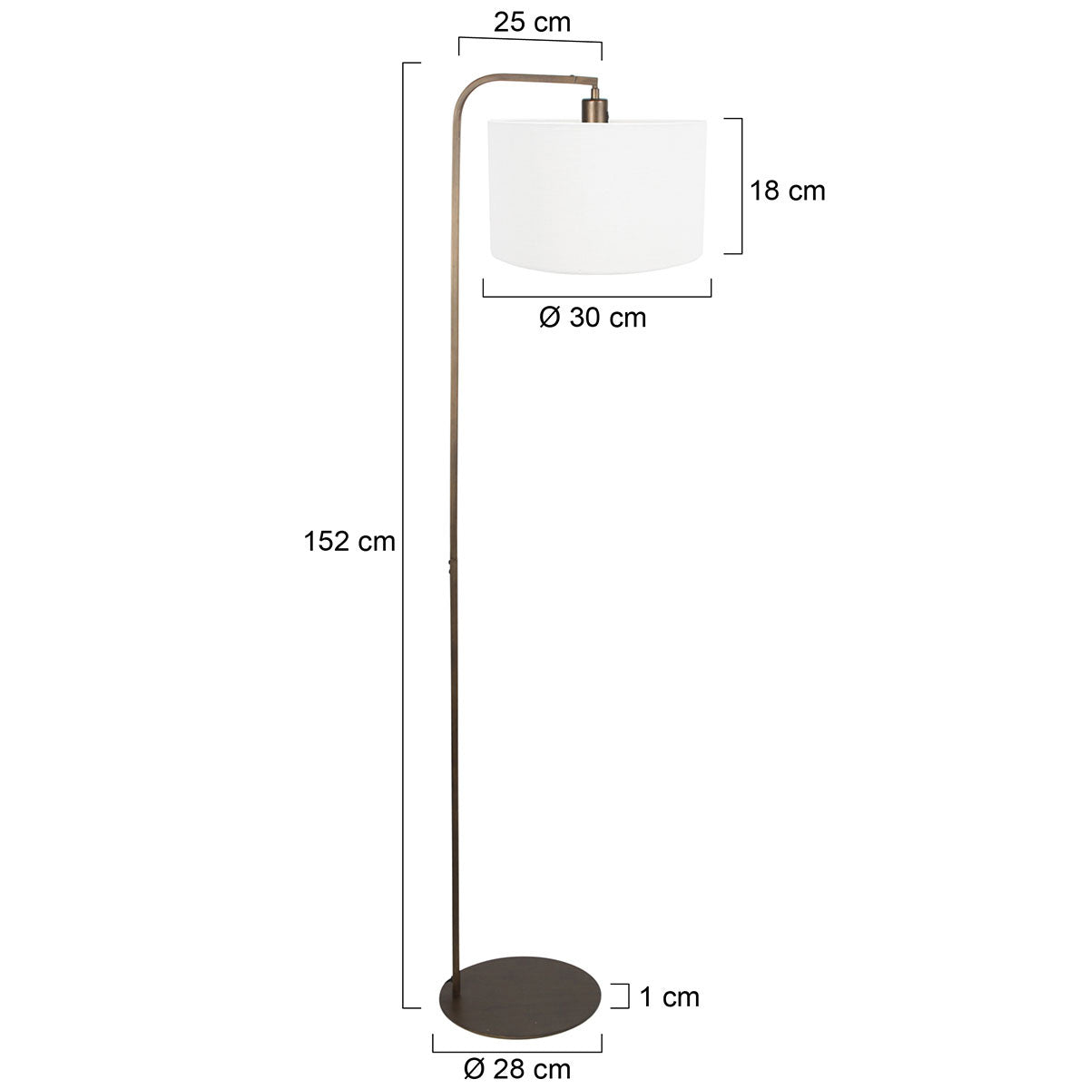 Vloerlamp Stang 4802BR met grof wit linnen kap