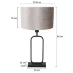 Tafellamp Stang 4806ZW met grijze velours kap voor sfeerlicht