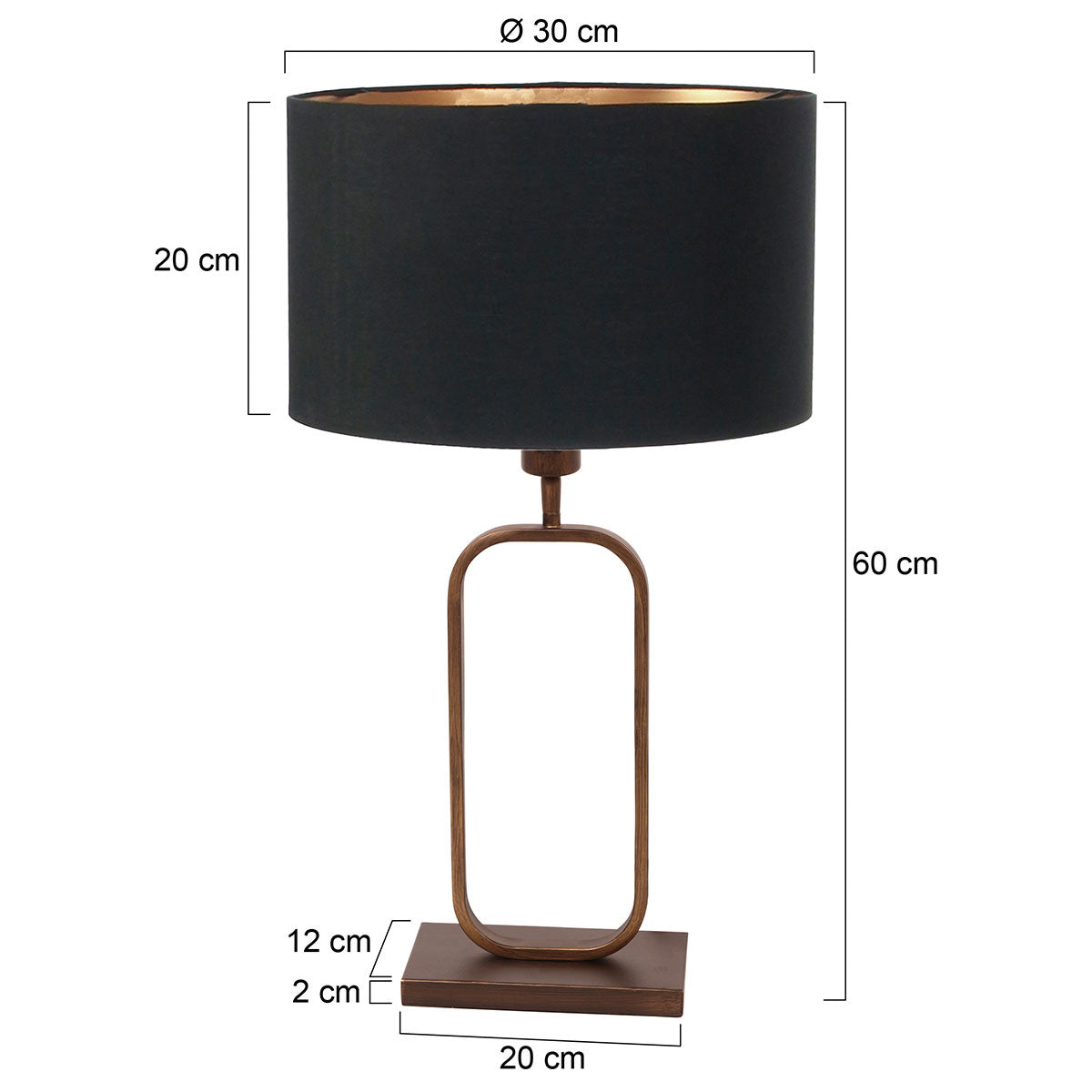 Tafellamp Stang 4814BR met zwarte linnen kap voor sfeerlicht