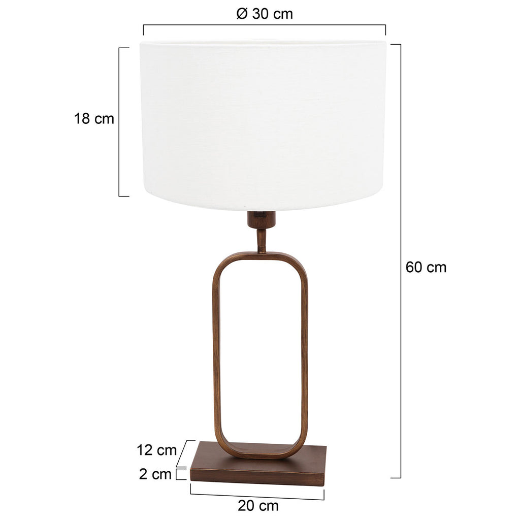 Tafellamp Stang 4816BR met witte linnen kap voor sfeerlicht
