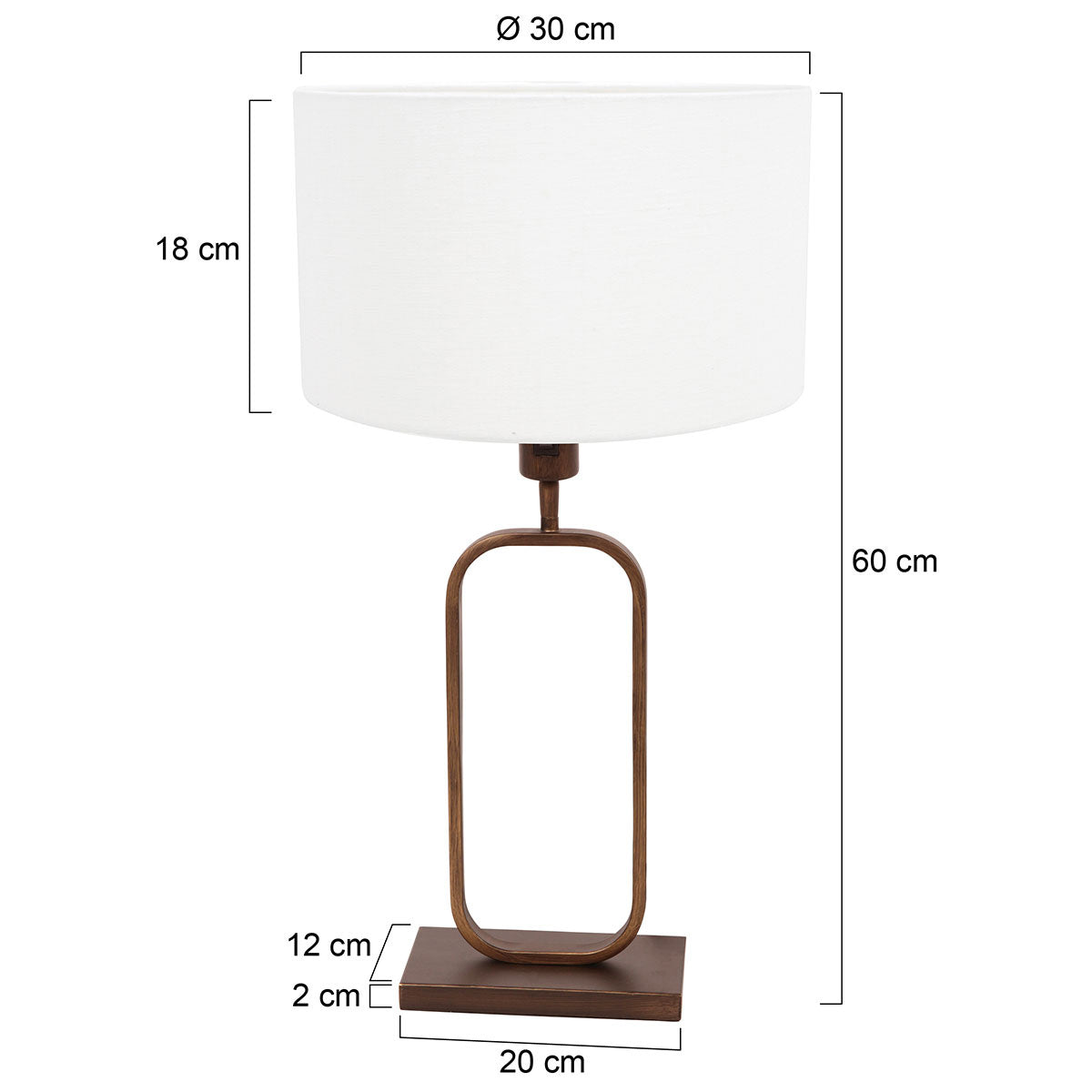 Tafellamp Stang 4816BR met witte linnen kap voor sfeerlicht