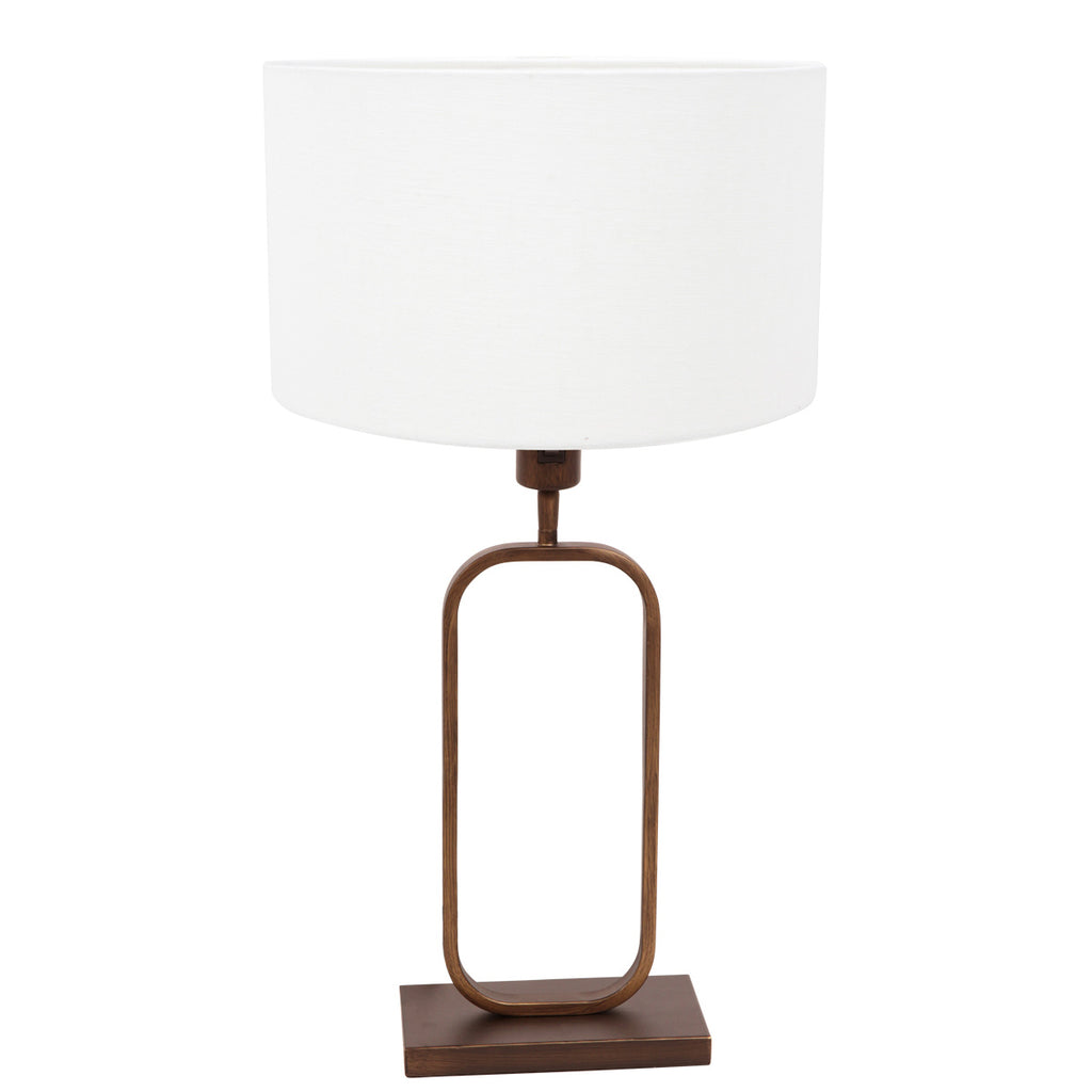 Tafellamp Stang 4816BR met witte linnen kap voor sfeerlicht