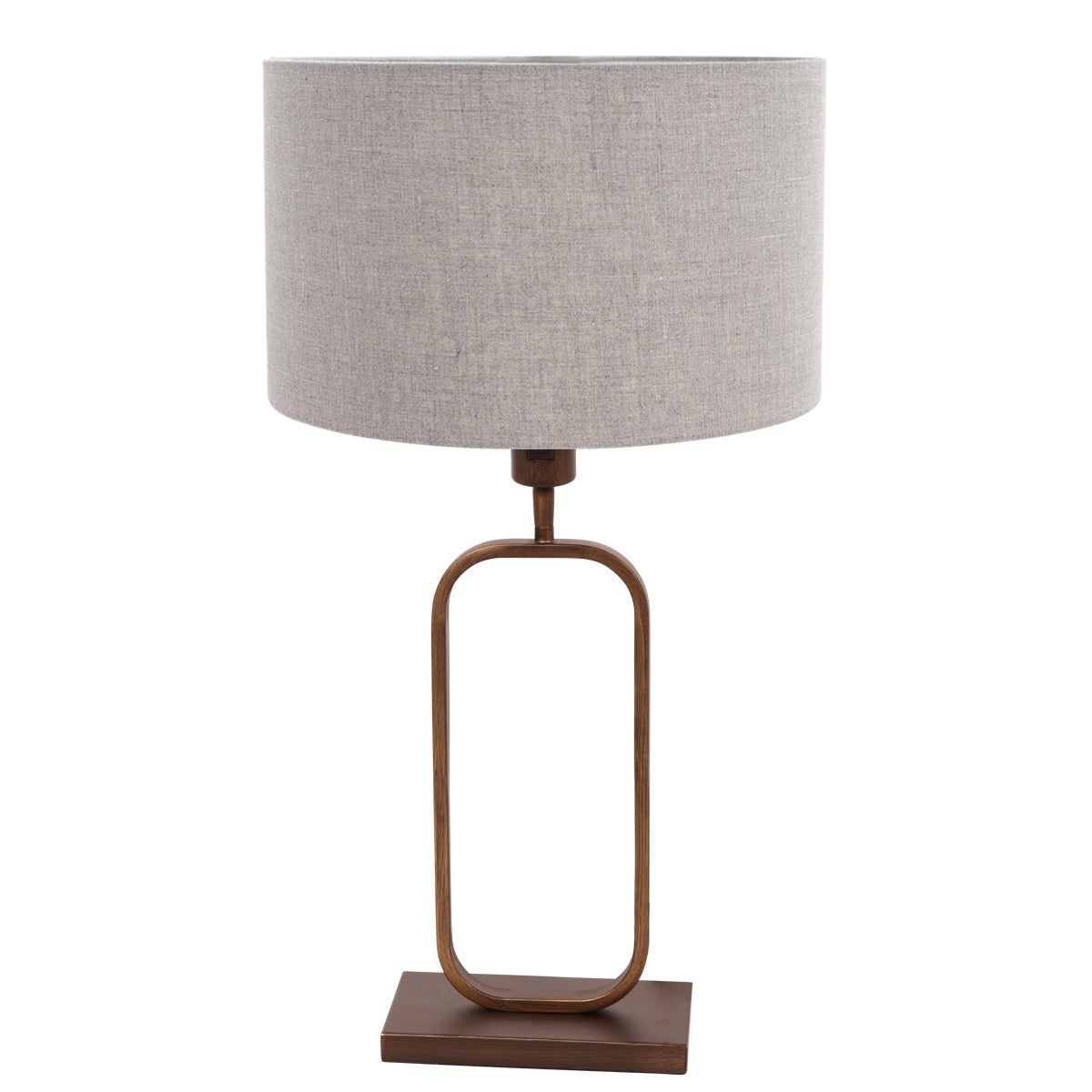 Tafellamp Stang 4817BR met grijze linnen kap voor sfeerlicht