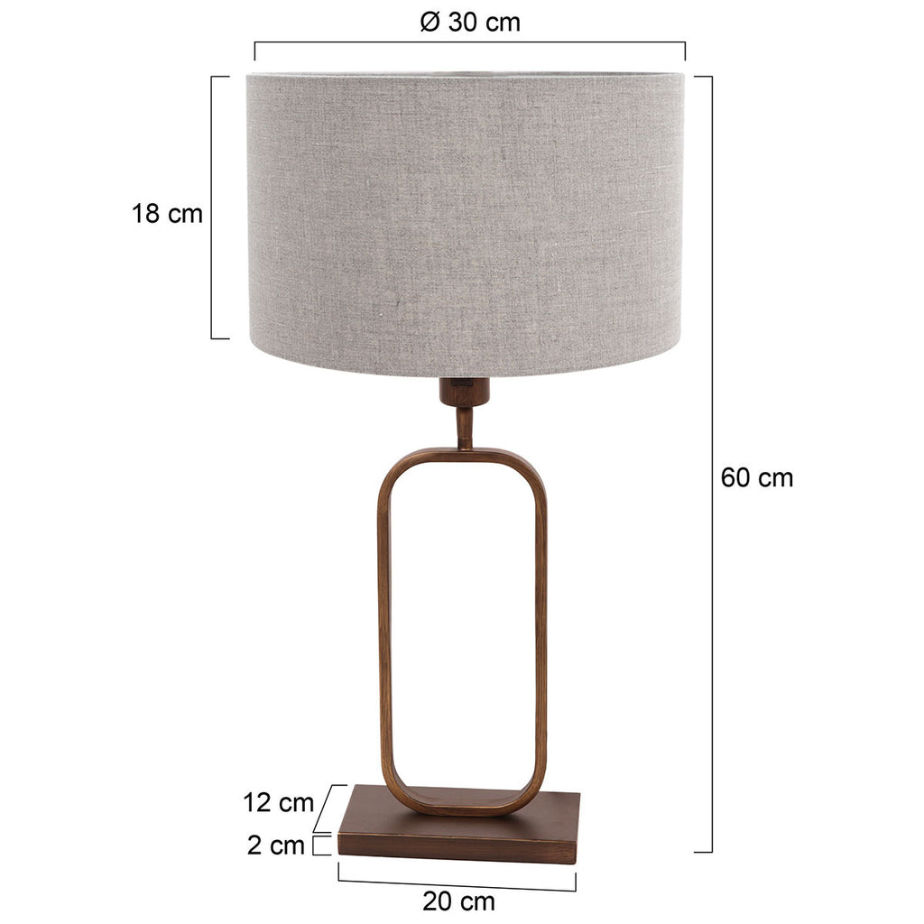 Tafellamp Stang 4817BR met grijze linnen kap voor sfeerlicht