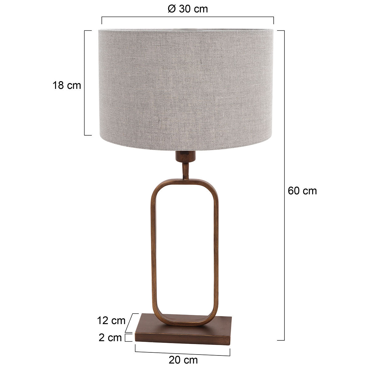 Tafellamp Stang 4817BR met grijze linnen kap voor sfeerlicht