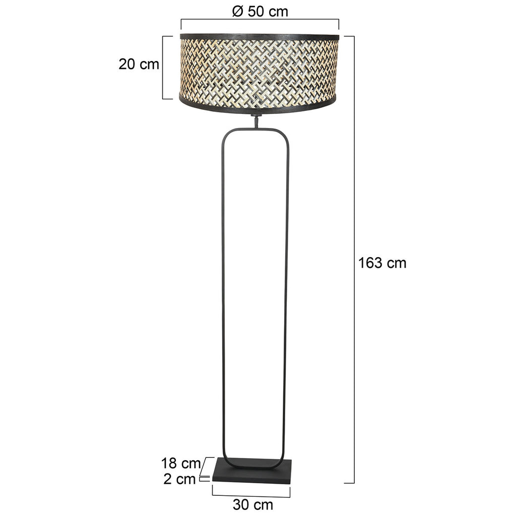 Vloerlamp Stang 4818ZW - zwart armatuur met bamboe kap