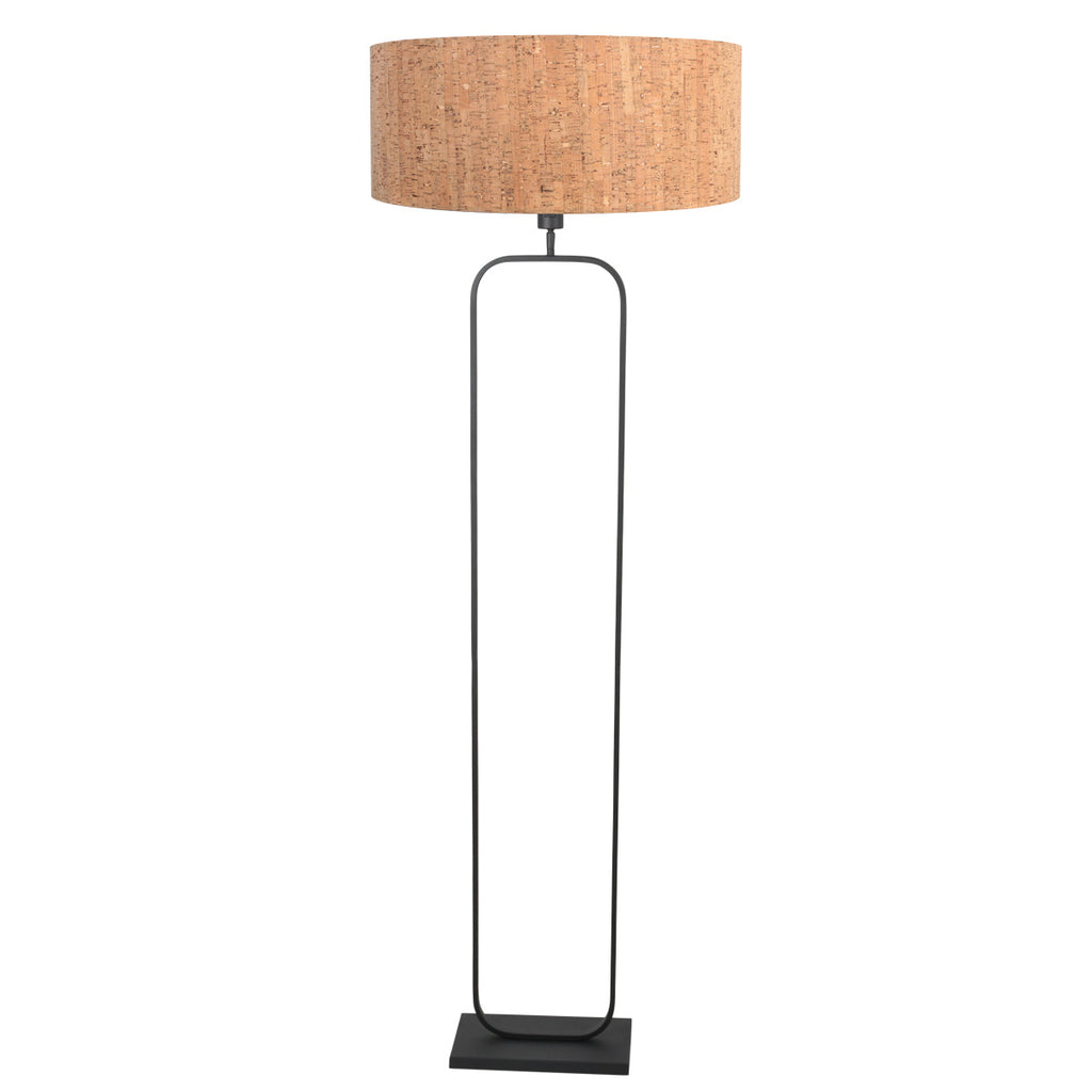 Vloerlamp Stang 4819ZW - zwart armatuur met beige kurk kap