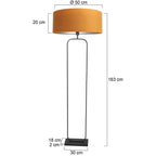 Vloerlamp Stang 4821ZW - zwart armatuur met gouden velours kap