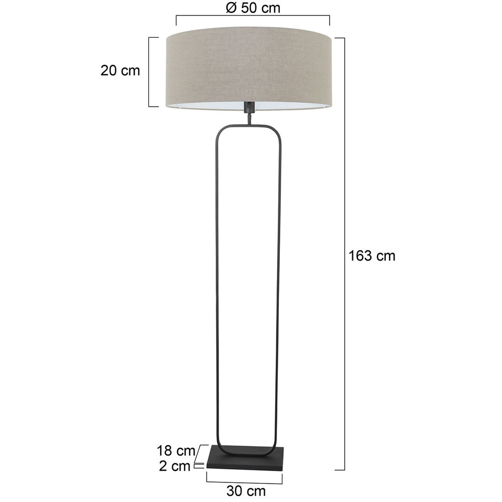Vloerlamp Stang 4823ZW - zwart armatuur met grijs linnen kap