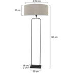 Vloerlamp Stang 4823ZW - zwart armatuur met grijs linnen kap