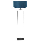 Vloerlamp Stang 4825ZW - zwart armatuur met blauwe velours kap