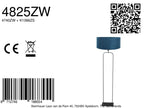 Vloerlamp Stang 4825ZW - zwart armatuur met blauwe velours kap
