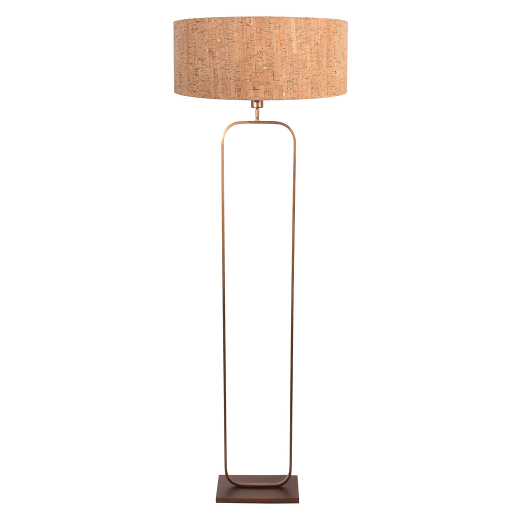 Vloerlamp Stang 4827BR - brons armatuur met beige kurk kap