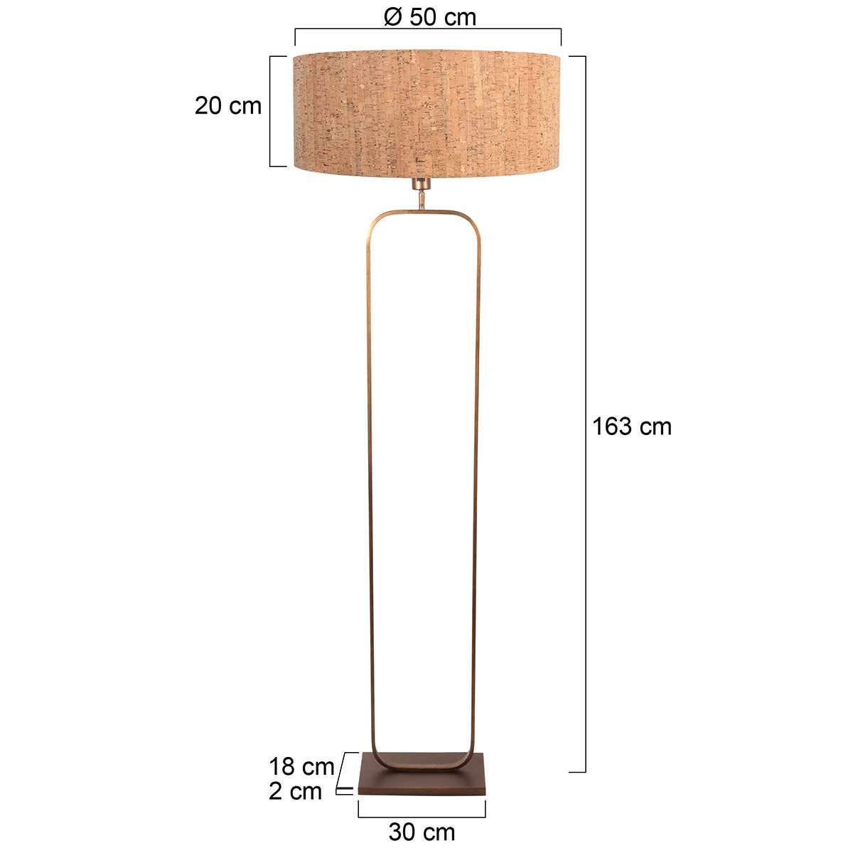 Vloerlamp Stang 4827BR - brons armatuur met beige kurk kap