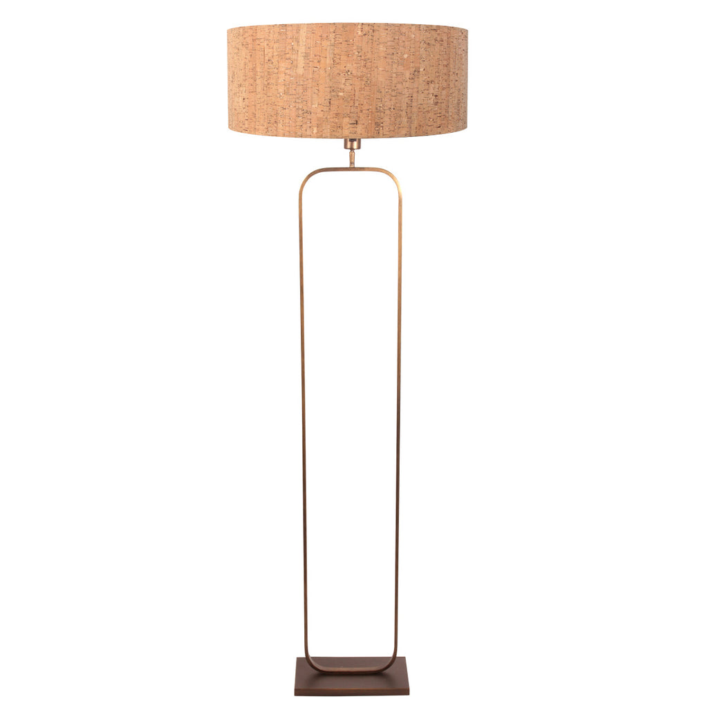 Vloerlamp Stang 4827BR - brons armatuur met beige kurk kap