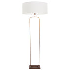 Vloerlamp Stang 4829BR - brons armatuur met wit linnen kap