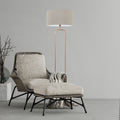 Vloerlamp Stang 4830BR - brons armatuur met grijs linnen kap