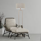 Vloerlamp Stang 4830BR - brons armatuur met grijs linnen kap