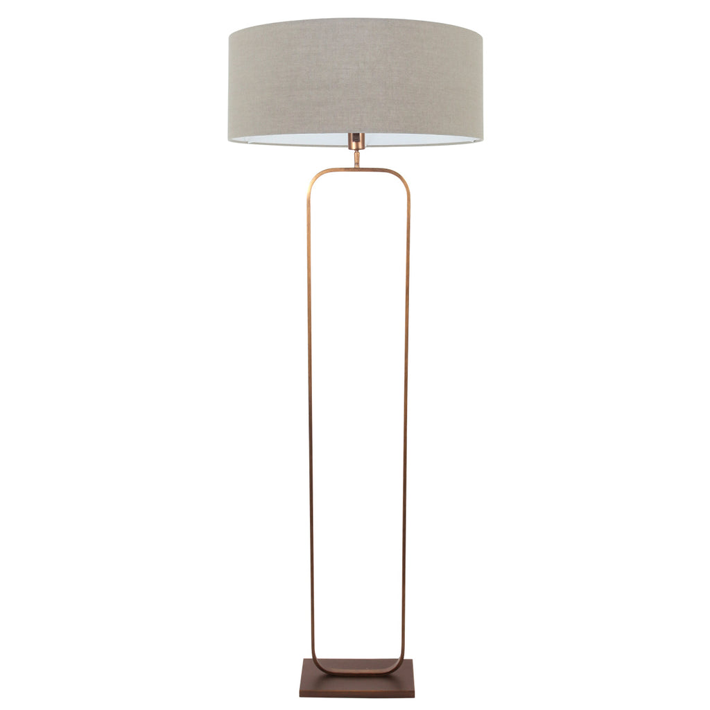 Vloerlamp Stang 4830BR - brons armatuur met grijs linnen kap