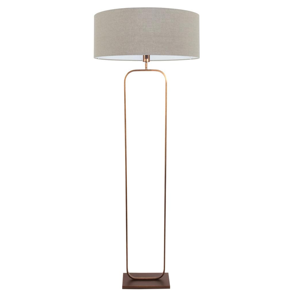Vloerlamp Stang 4830BR - brons armatuur met grijs linnen kap