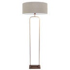 Vloerlamp Stang 4830BR - brons armatuur met grijs linnen kap