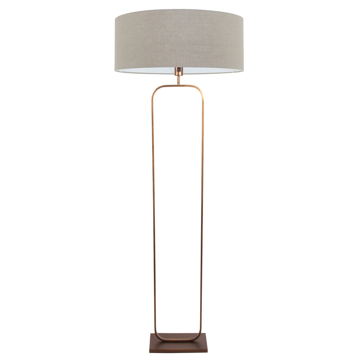 Vloerlamp Stang 4830BR - brons armatuur met grijs linnen kap