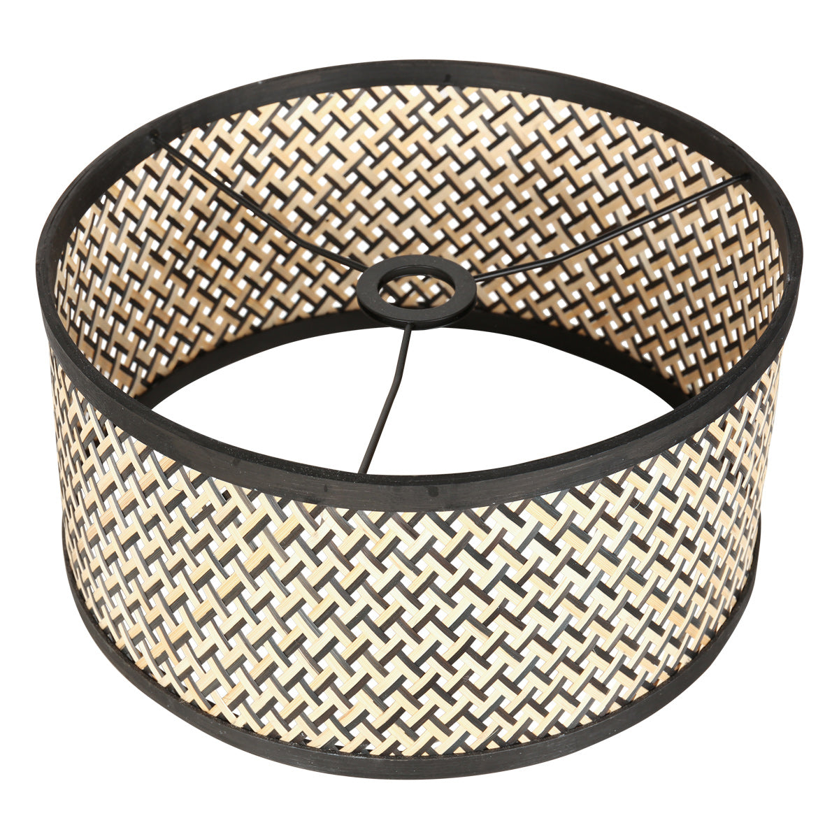 Vloerlamp Stang 4832ZW met leeslicht en gevlochten bamboe kap