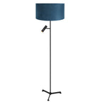 Vloerlamp Stang 4839ZW met leeslicht en blauwe velours kap