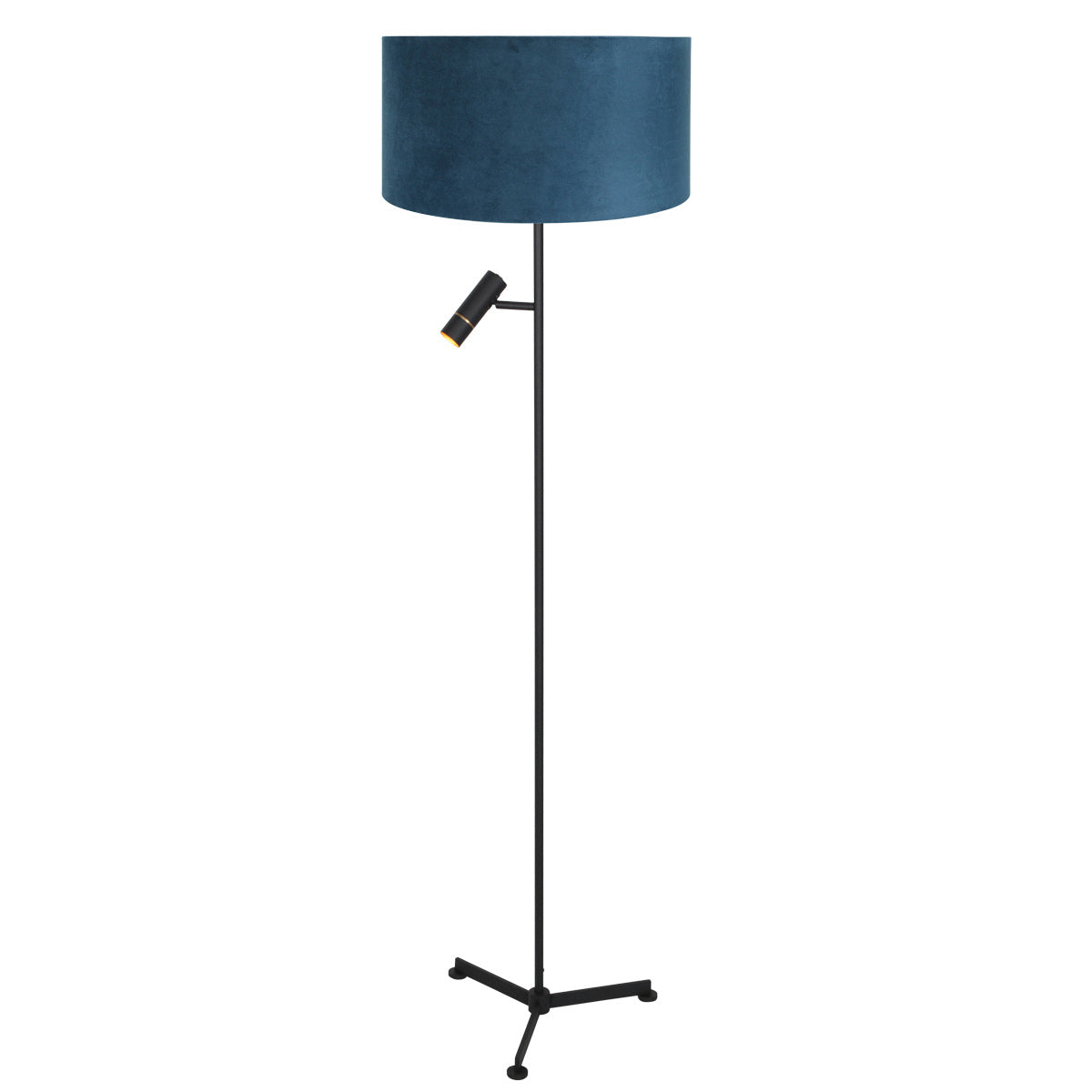 Vloerlamp Stang 4839ZW met leeslicht en blauwe velours kap